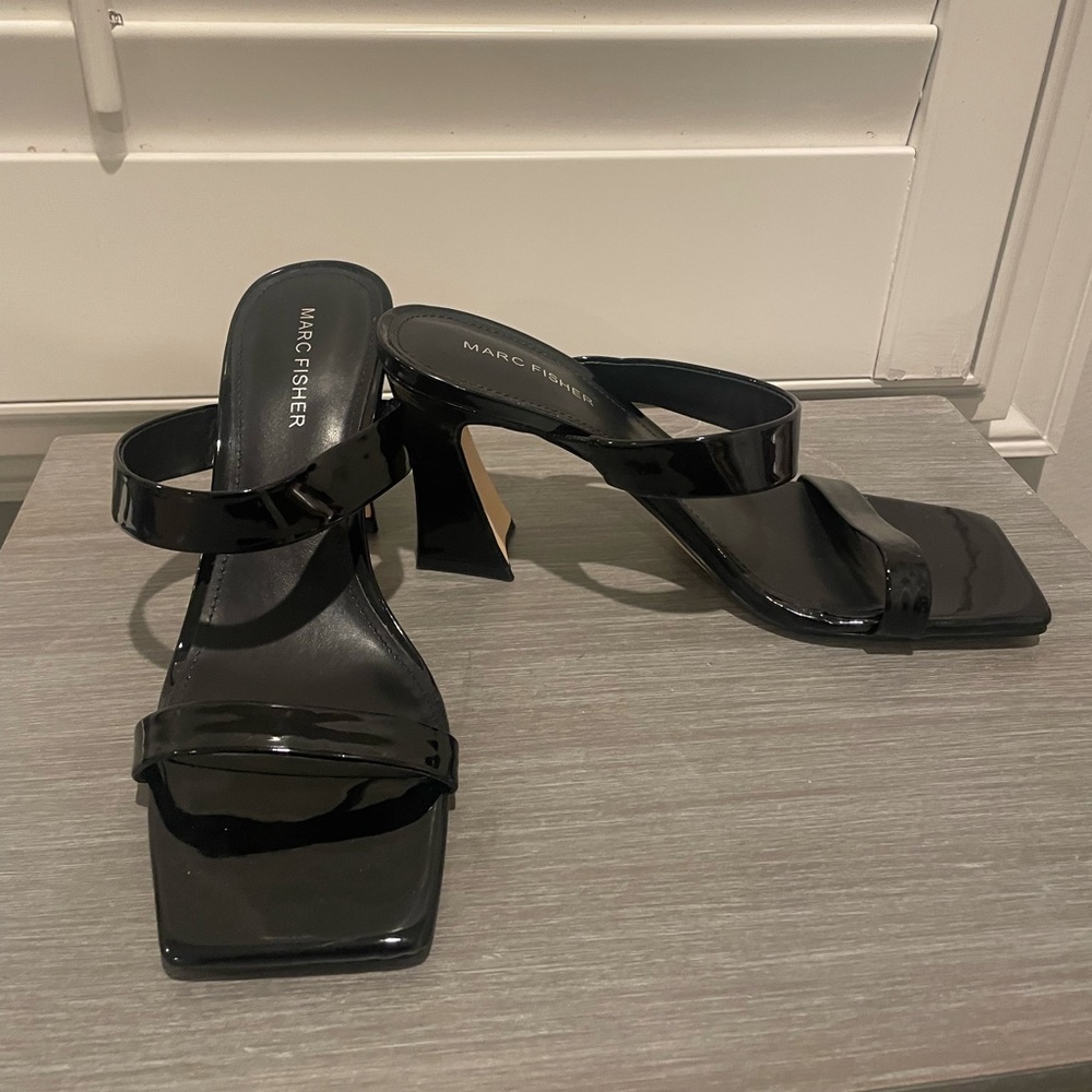 black patent heels